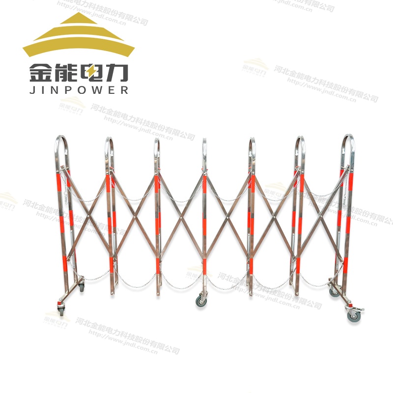 不銹鋼拱形伸縮圍欄紅白相間 帶輪子1.1-1.5米